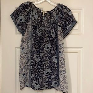 Joie multi blue sheer blouse 100% silk. Slightly worn